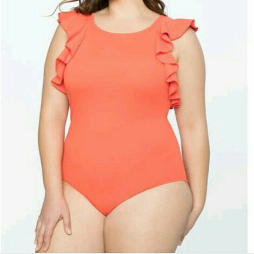 NWOT Eloquii Ruffle Sleeve Hem Bodysuit Size 18